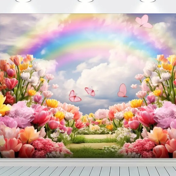 NIP Backdrop for Photos or Live Shows approx 5’ x 7’ Florals, Butterflies, - Picture 2 of 2